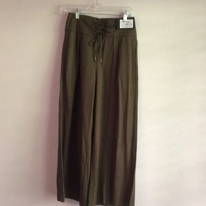 Paige lace up waist wide leg pant